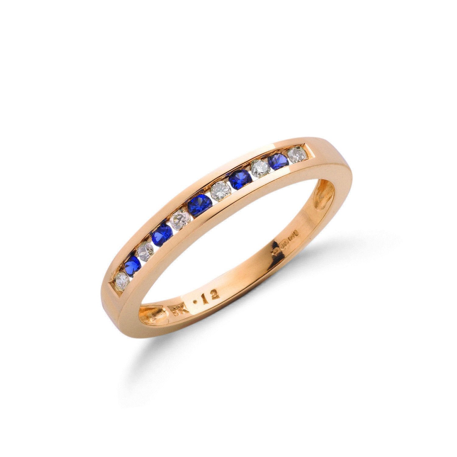 9ct Yellow Gold 0.12ct Diamond & 0.16ct Blue Sapphire Eternity Ring - Fine Ring - Certified A – Luxury Jewellery by Im